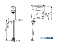 MEDIDAS MONOMANDO LAVABO POLO ECO HANSA